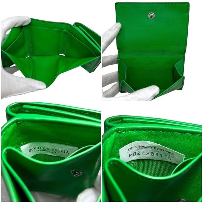 Bottega Veneta Trifold Wallet Green Intrecciato Compact — view 3