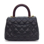 Chanel Shoulder Bag Quilted Coco Handle XXS Top Mini Black Bordeaux Caviar — view 2
