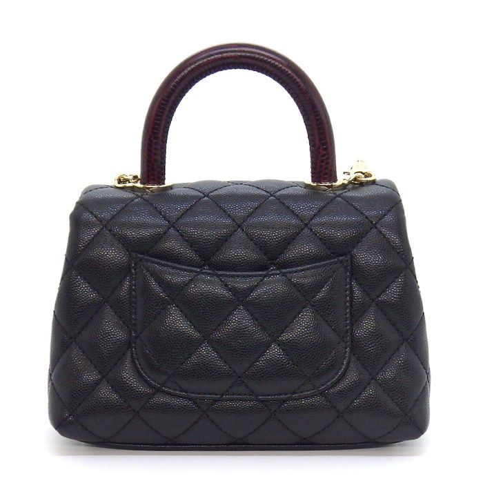 Chanel Shoulder Bag Quilted Coco Handle XXS Top Mini Black Bordeaux Caviar — view 2