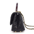 Chanel Shoulder Bag Quilted Coco Handle XXS Top Mini Black Bordeaux Caviar — view 3