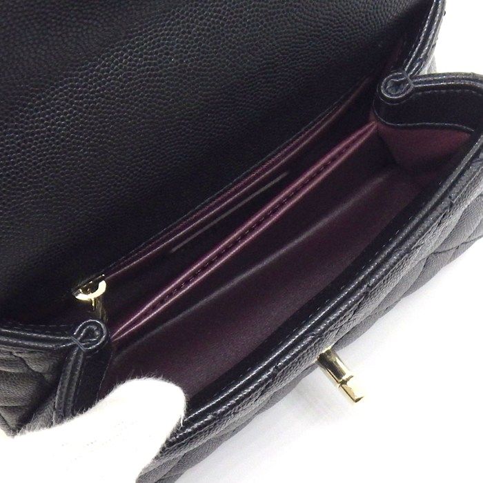 Chanel Shoulder Bag Quilted Coco Handle XXS Top Mini Black Bordeaux Caviar — view 5