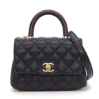 Chanel Shoulder Bag Quilted Coco Handle XXS Top Mini Black Bordeaux Caviar