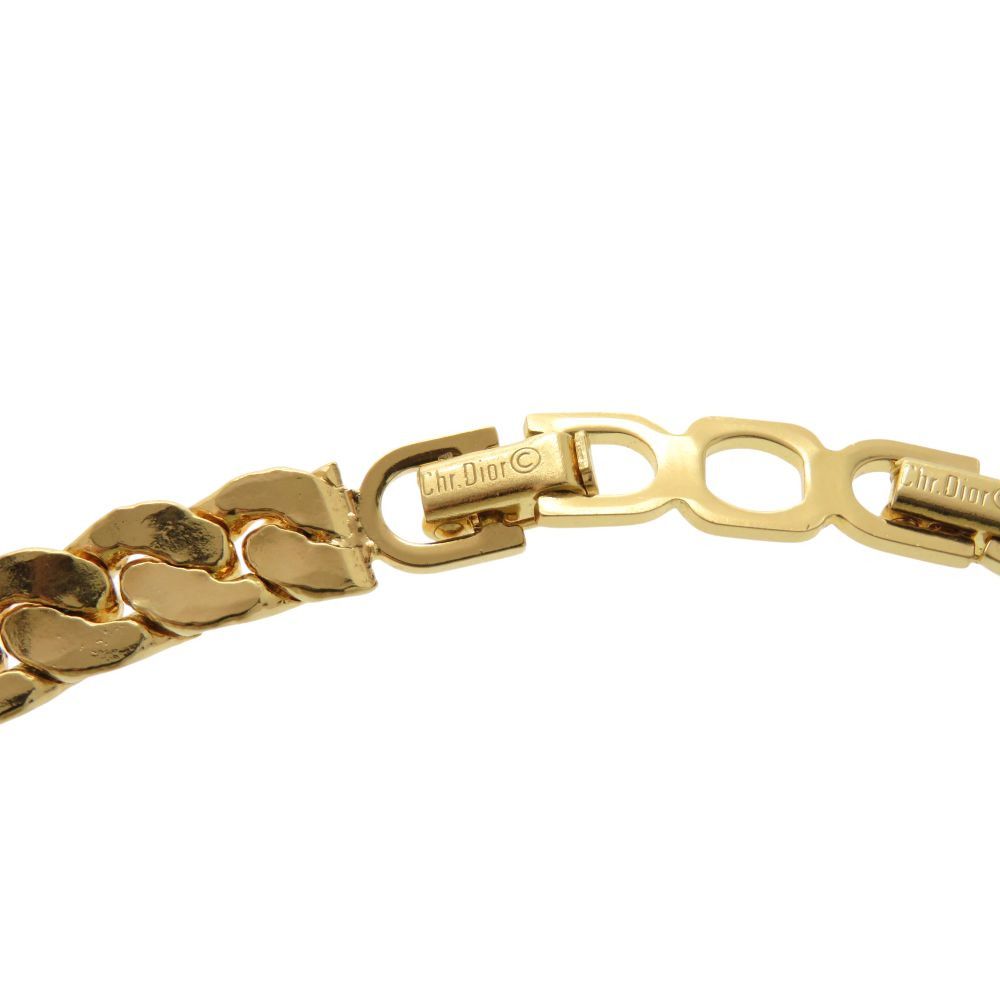Dior Vintage Choker Necklace Stone Metal Gold — view 3