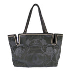 Chanel Camellia Locky Canvas Tote CC Logo Black Vintage