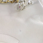 Chanel Caviar Leather Jumbo CC Logo Chain Tote CC Beige Gold Vintage — view 9