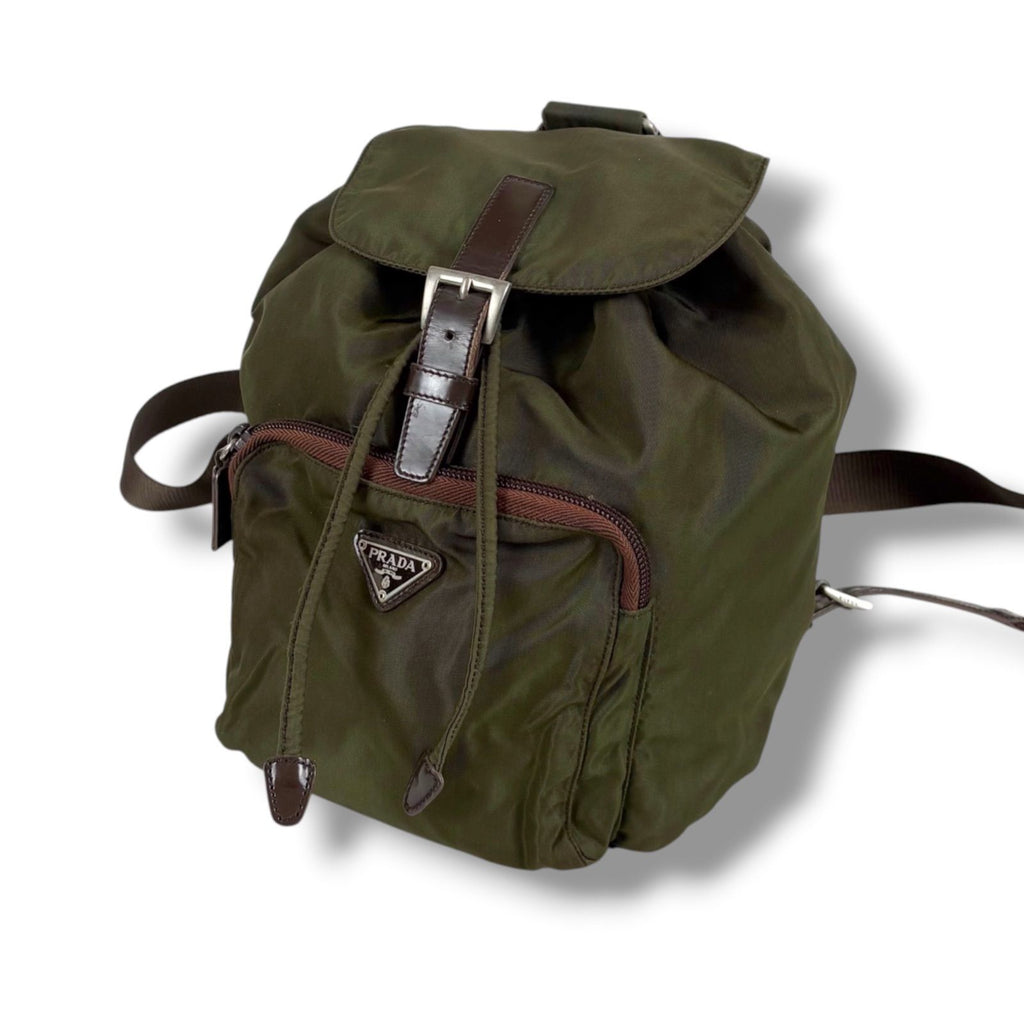 Prada Triangle Logo Drawstring Backpack Tessuto