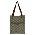 Gucci Vintage Sherry Line Beige GG Supreme Canvas Leather Tote