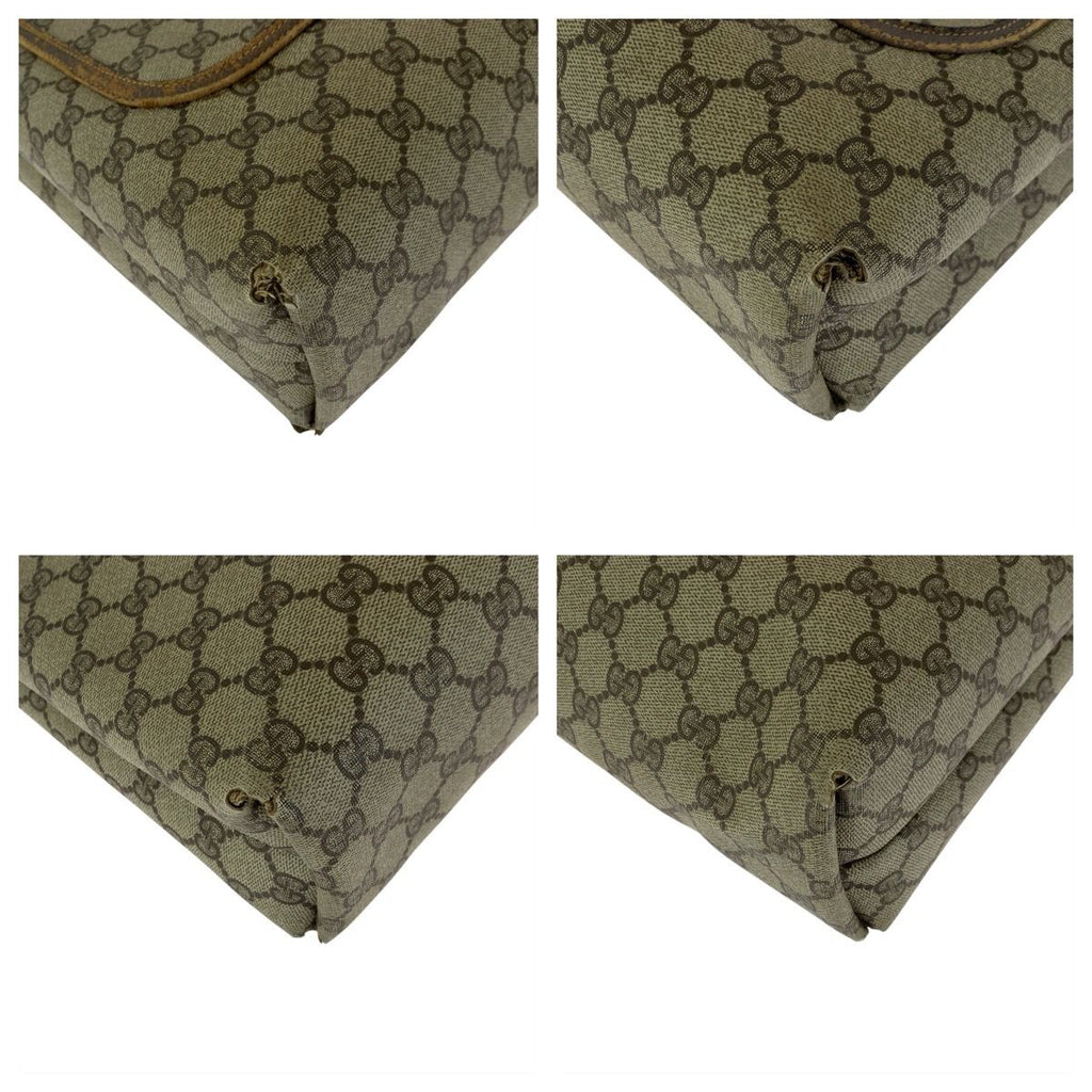 Gucci Vintage Sherry Line Beige GG Supreme Canvas Leather Tote — view 3