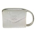 Chanel Geki Vertical Stitching CC Logo Shoulder Bag White Mademoiselle Vintage