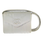 Chanel Geki Vertical Stitching CC Logo Shoulder Bag White Mademoiselle Vintage