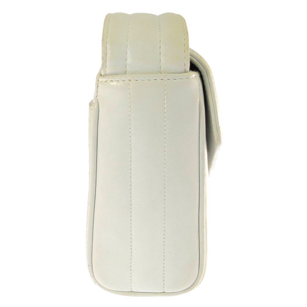 Chanel Geki Vertical Stitching CC Logo Shoulder Bag White Mademoiselle Vintage — view 2