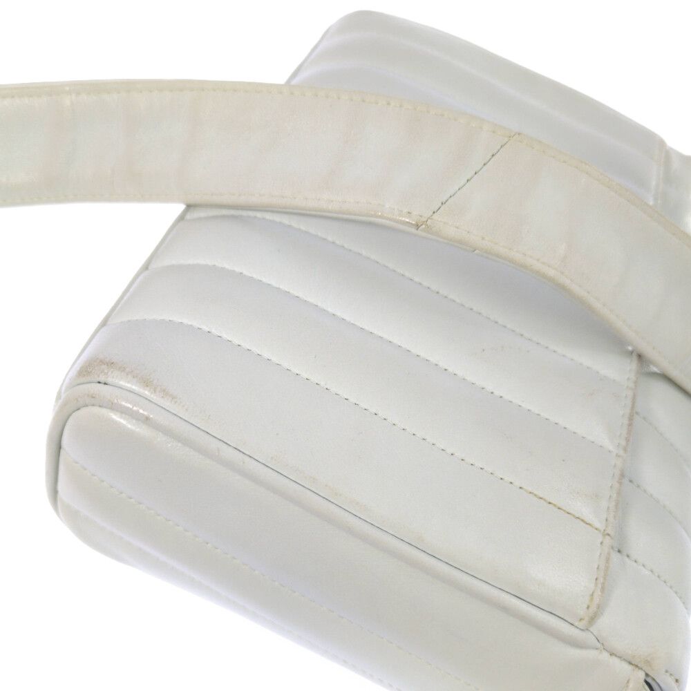 Chanel Geki Vertical Stitching CC Logo Shoulder Bag White Mademoiselle Vintage — view 9