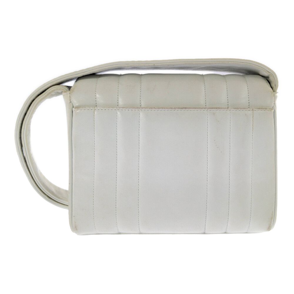 Chanel Geki Vertical Stitching CC Logo Shoulder Bag White Mademoiselle Vintage — view 3