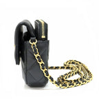 Chanel Phone Case Black Charm Shoulder Bag Chain Wallet Rhinestone Gold — view 3
