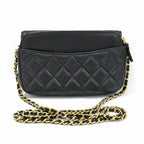 Chanel Phone Case Black Charm Shoulder Bag Chain Wallet Rhinestone Gold — view 2