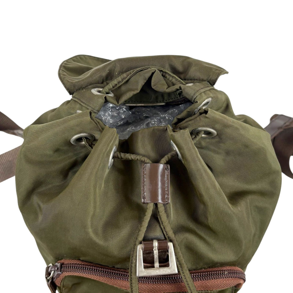 Prada Triangle Logo Drawstring Backpack Tessuto — view 8
