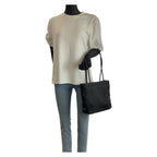 Prada Tessuto Black Silver Nylon 50 Tote Shoulder Bag — view 7