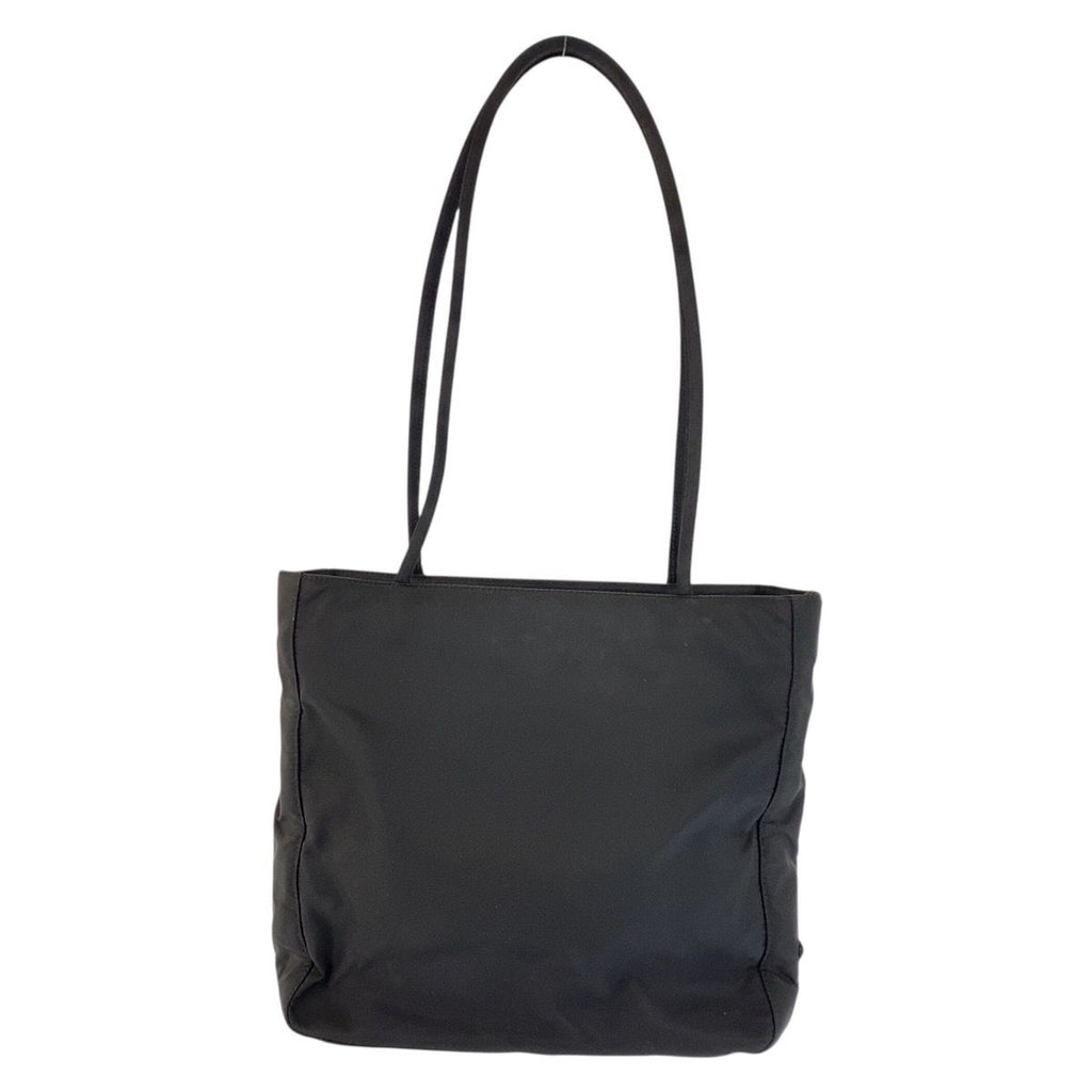 Prada Tessuto Black Silver Nylon 50 Tote Shoulder Bag