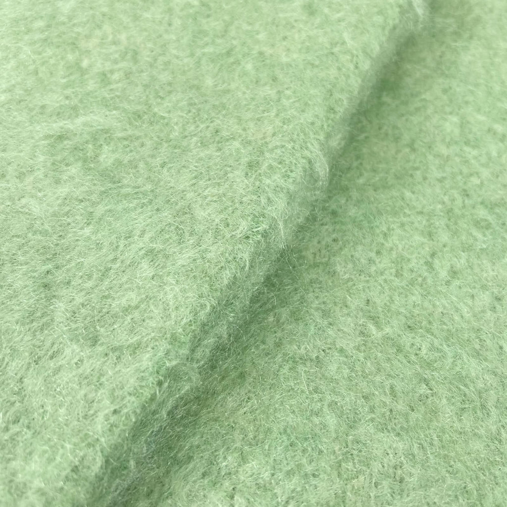Loewe Mohair Wool Anagram Leather Patch Fringe Scarf Green — view 3