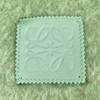 Loewe Mohair Wool Anagram Leather Patch Fringe Scarf Green — view 5