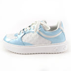 Louis Vuitton Time Out Line Leather Monogram Low Cut Sneakers Light Blue White — view 4