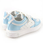 Louis Vuitton Time Out Line Leather Monogram Low Cut Sneakers Light Blue White — view 2
