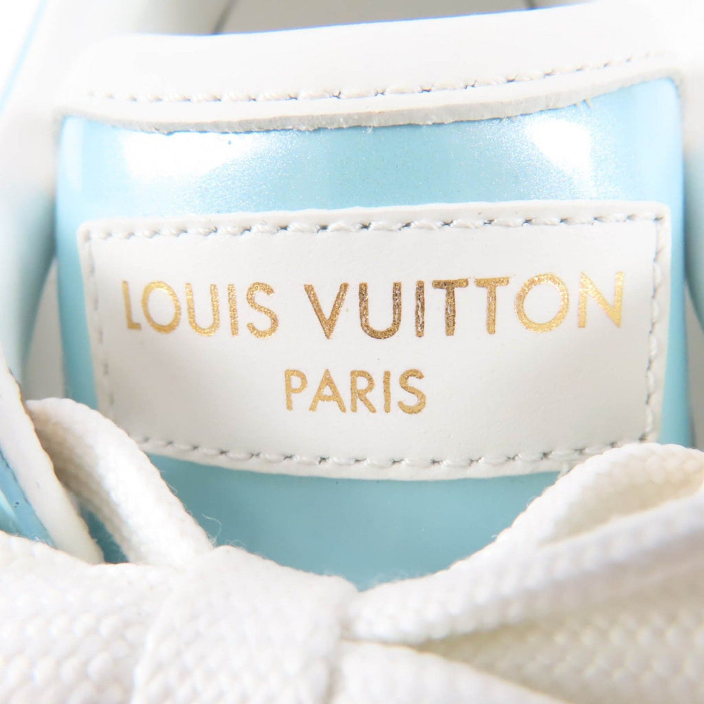 Louis Vuitton Time Out Line Leather Monogram Low Cut Sneakers Light Blue White — view 8