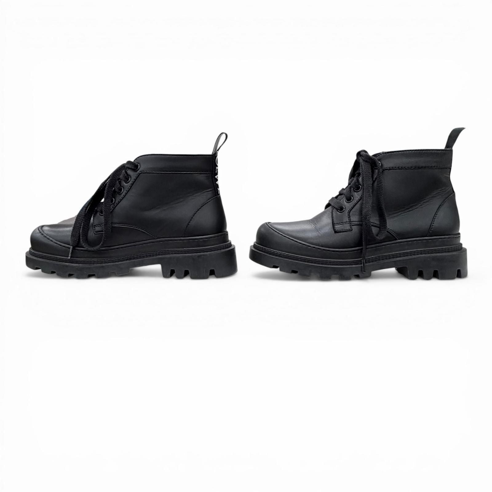 Loewe Mid Cut Combat Boots Leather Short Black — view 3
