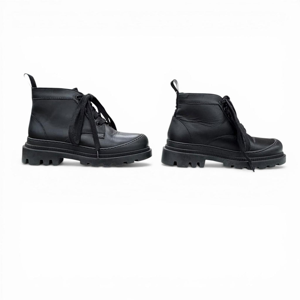 Loewe Mid Cut Combat Boots Leather Short Black — view 4
