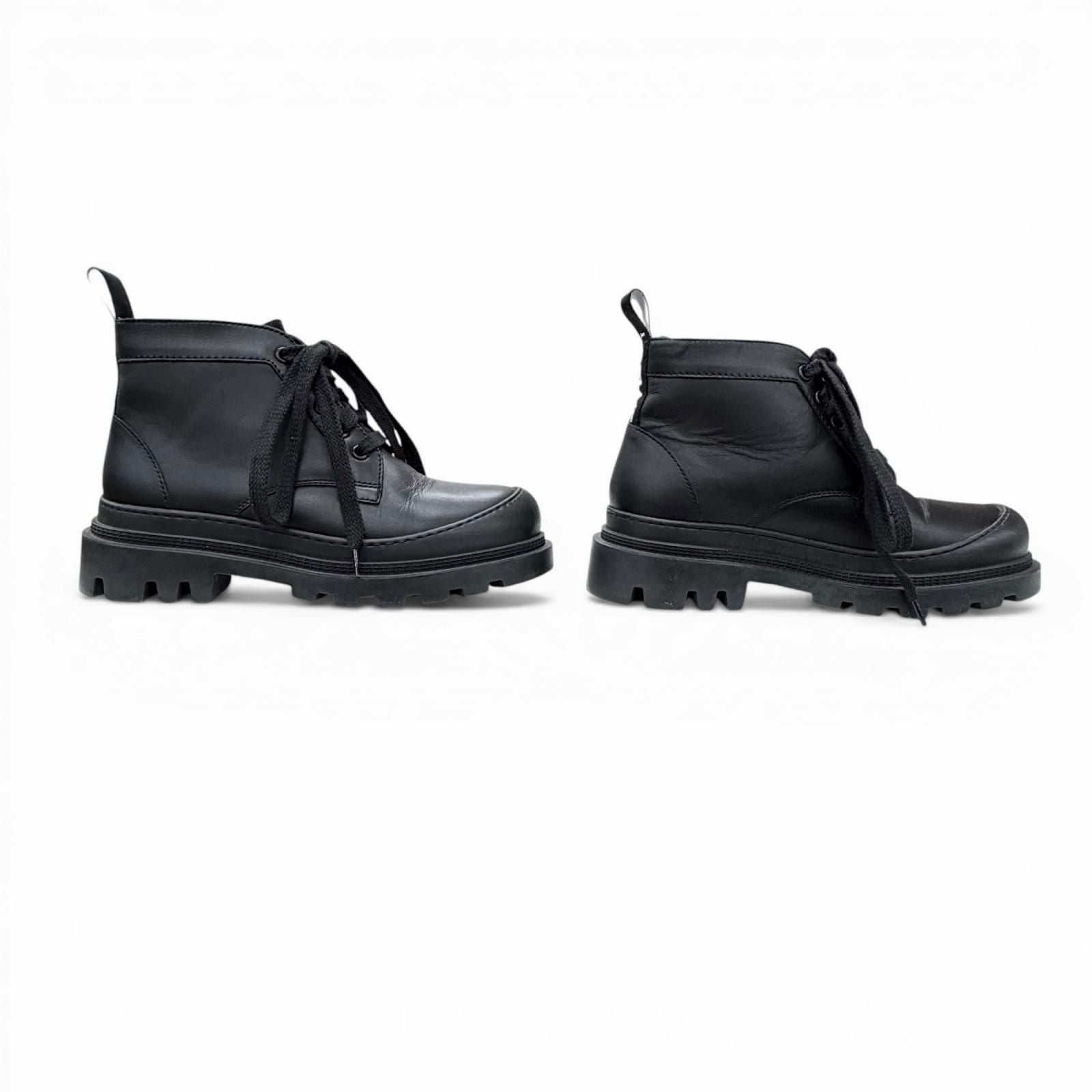 Loewe Mid Cut Combat Boots Leather Short Black — view 4