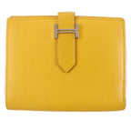 Hermes Bearn Compact Veau Epsom Joan Ambre Silver Wallet Bifold