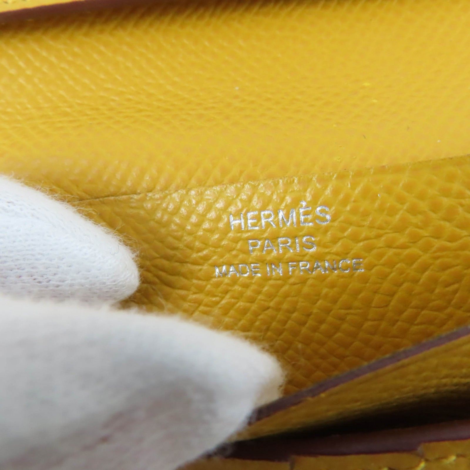 Hermes Bearn Compact Veau Epsom Joan Ambre Silver Wallet Bifold — view 7