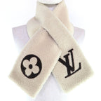 Louis Vuitton LV Logo Shearling Fur Tippet Shawl Scarf Ivory — view 6