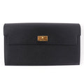 Hermes Kelly Pocket Long Veau Epsom Gold Wallet Black