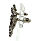 Chanel Camellia Pearl CC Logo Earrings Black Silver — view 2