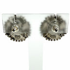 Chanel Camellia Pearl CC Logo Earrings Black Silver — view 3