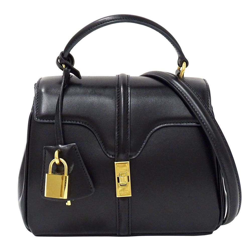 Celine 2-Way Shoulder Bag Mini 16 Seize Leather Black Small