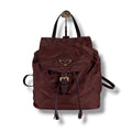 Prada Quilted Processing Tassel Charm Backpack Tessuto Nylon Wine Red