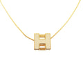 Hermes Cage Cube Metal Ivory Necklace