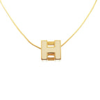 Hermes Cage Cube Metal Ivory Necklace