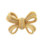 Dior Ribbon Metal Rhinestone Gold Brooch