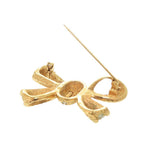 Dior Ribbon Metal Rhinestone Gold Brooch — view 4