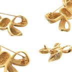 Dior Ribbon Metal Rhinestone Gold Brooch — view 9