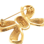 Dior Ribbon Metal Rhinestone Gold Brooch — view 3