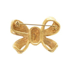 Dior Ribbon Metal Rhinestone Gold Brooch — view 2
