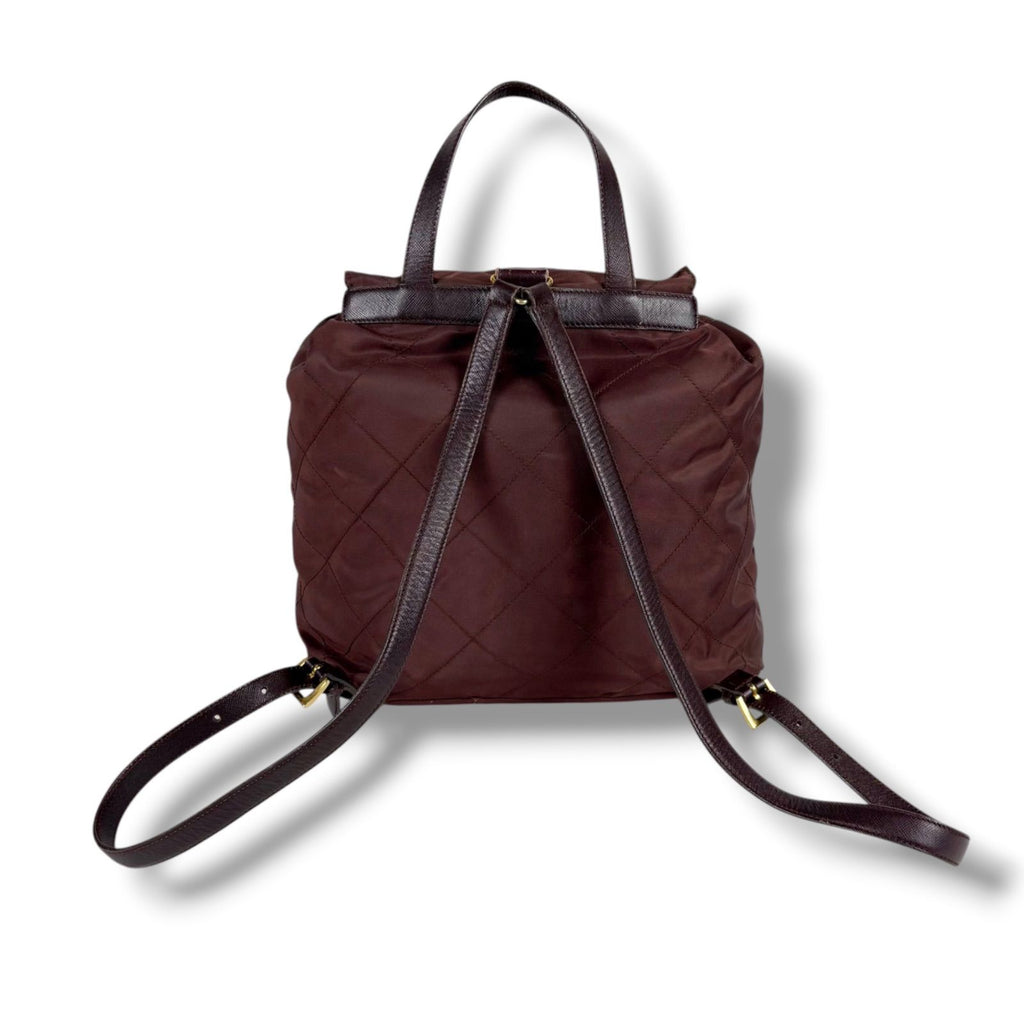 Prada Quilted Processing Tassel Charm Backpack Tessuto Nylon Wine Red — view 3