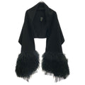 Fendi Fur Fringe Cashmere Shawl Black Scarf