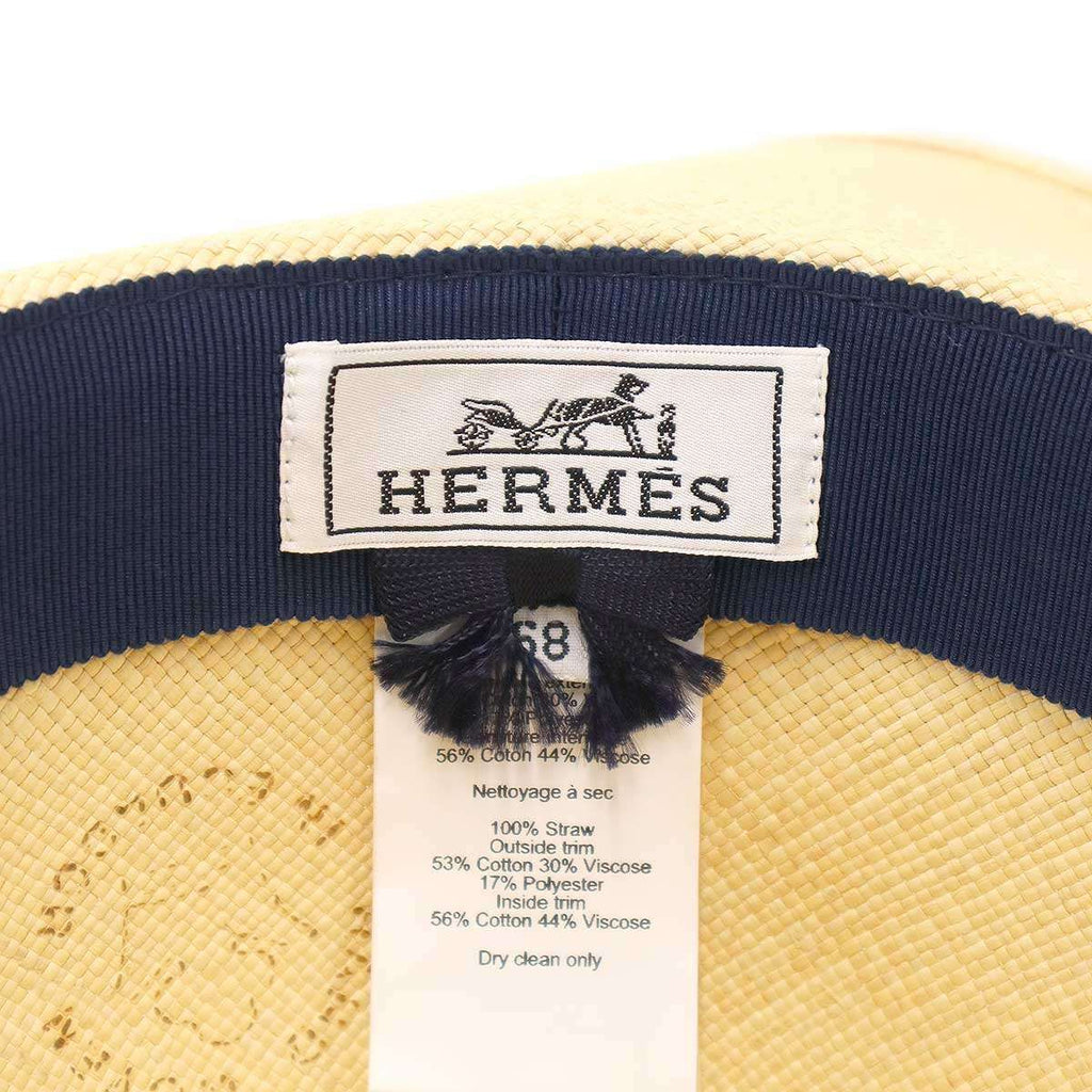 Hermes Wide Brim Straw Hat Beige 58 — view 5