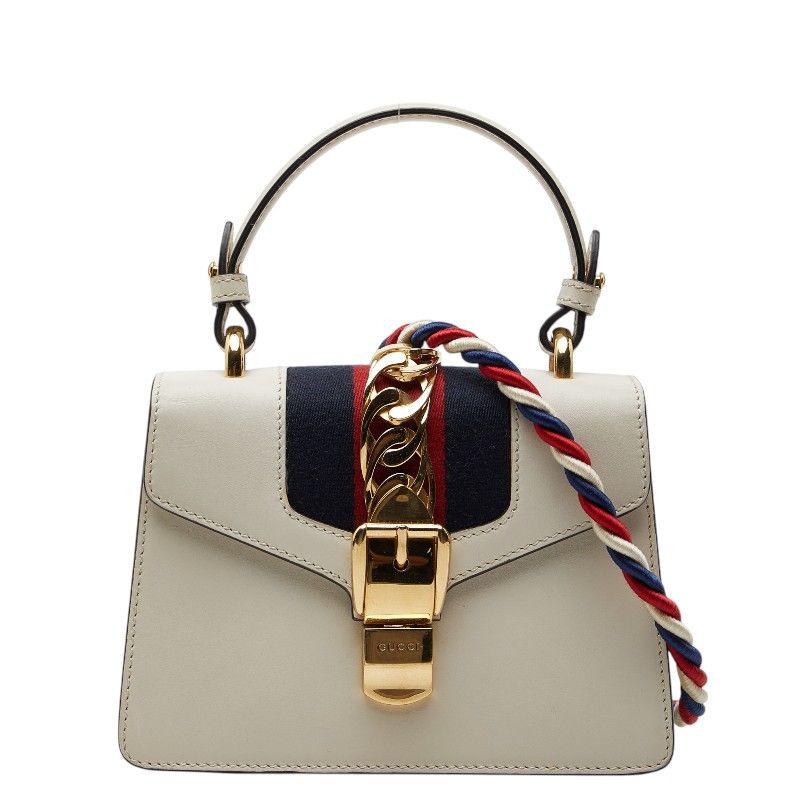 Gucci Sylvie Mini 2-Way Shoulder Bag White Leather 1