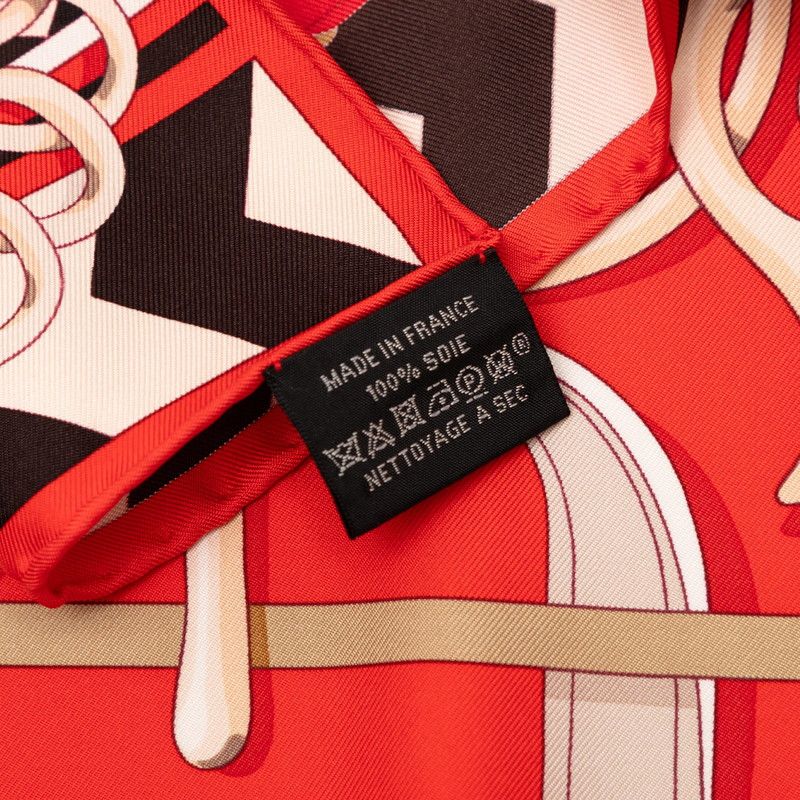 Hermes Carre 90 Panoplie Equestre Horseback Riding Equipment Set Scarf Red — view 6
